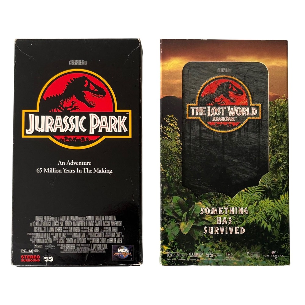 Jurassic Park & The Lost World VHS Set Steven Spielberg MCA Universal 1990s Lot